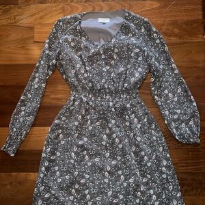 Elegant Gray Floral Dress